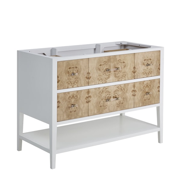 James Martin Vanities 48'' Single Vanity, Light Mappa Burl and Polished White D804-V48-LMB - main